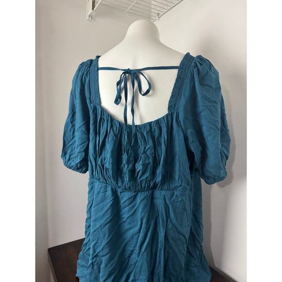 Torrid Babydoll Blouse with Puff Sleeves, Button Front, Tie Closure Back, 1X NWT - Picture 9 of 11